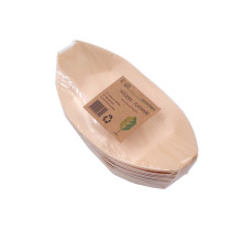 Hot Sale Disposable Wooden Boat Shaped Serving Tray Plates For Food